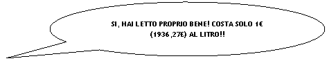 Fumetto 3: SI, HAI LETTO PROPRIO BENE! COSTA SOLO 1 (1936,27) AL LITRO!!
